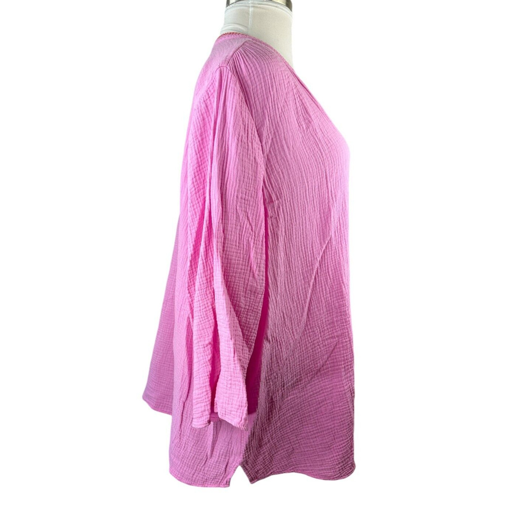 Belle Beach by Kim Gravel Cotton Gauze Color Crush Whipstitch Top Plus Size 4X - Picture 7 of 11